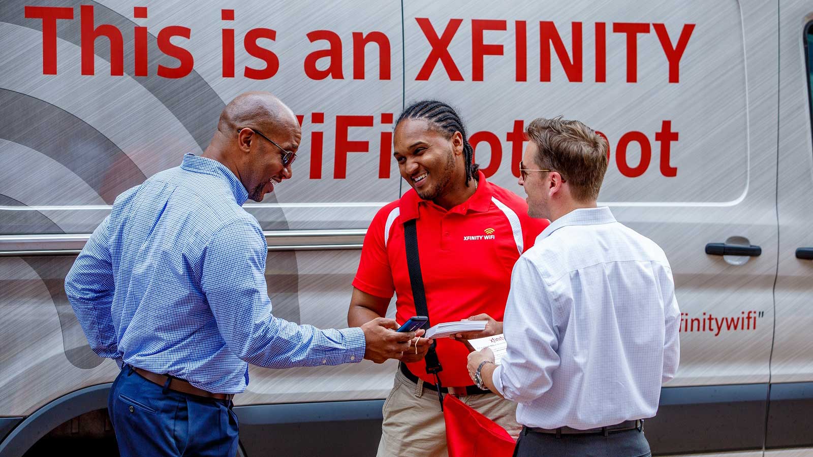 Xfinity tech outside of truck