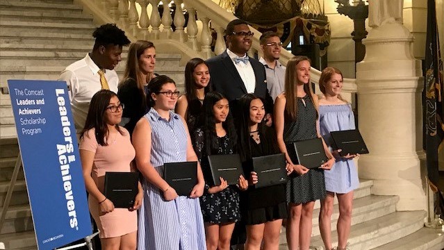 students standing on the Pennsylvania capitol steps