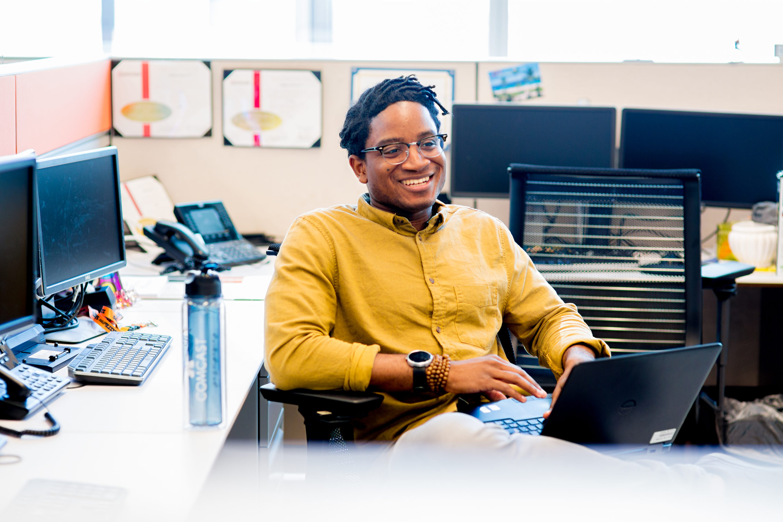 Comcast employee in office