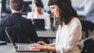 Woman using laptop