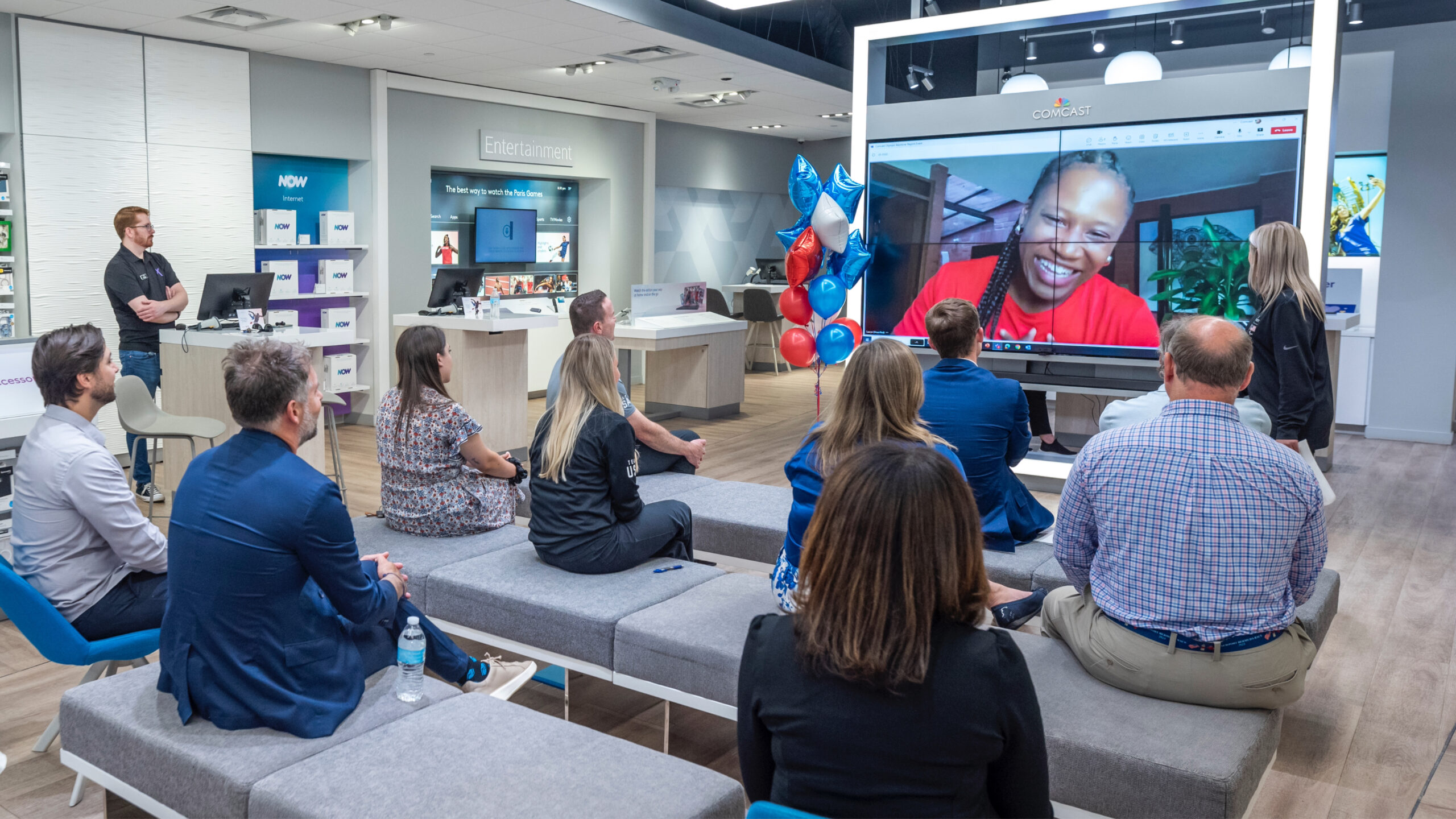 Comcast celebrates the start of the Olympic and Paralympic Games Paris 2024 with four-time Olympian Lauryn Williams, a Beaver County Native, at the Waterfront Xfinity store on Tuesday, July 23, 2024.