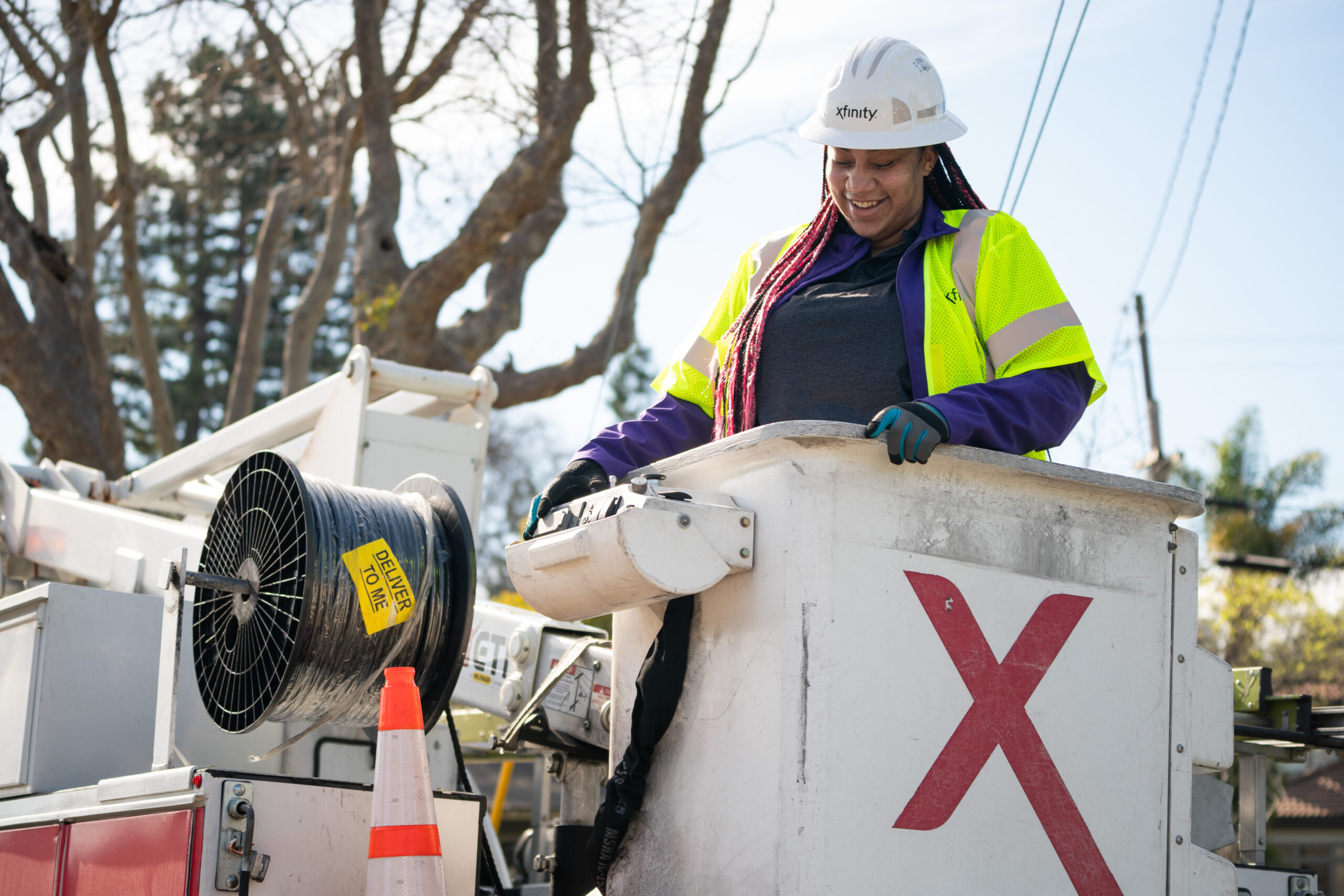 Comcast employee in Xfinity Truck